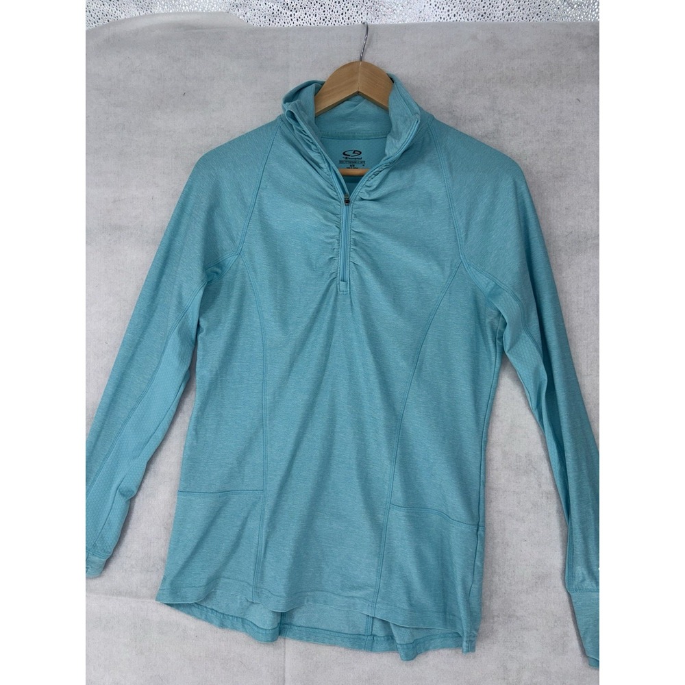 Champion Teal Running Long Sleeve 1/4 Zip Long Sleeve Pull Over Women's Med